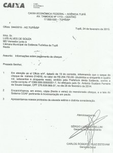Documento fornecido pela Caixa prova que o saque foi efetuado por Gustavo Gaspar