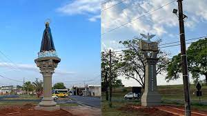 Esculturas têm como objetivo homenagear católicos e evangélicos em Bastos - Foto: Prefeitura de Bastos/Divulgação